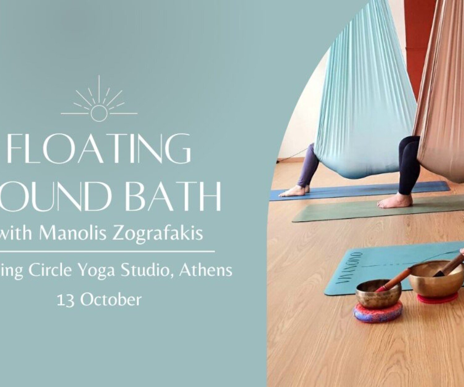 Aerial Sound Bath with Manolis Zografakis at Healing Circle Yoga Studio in Athens