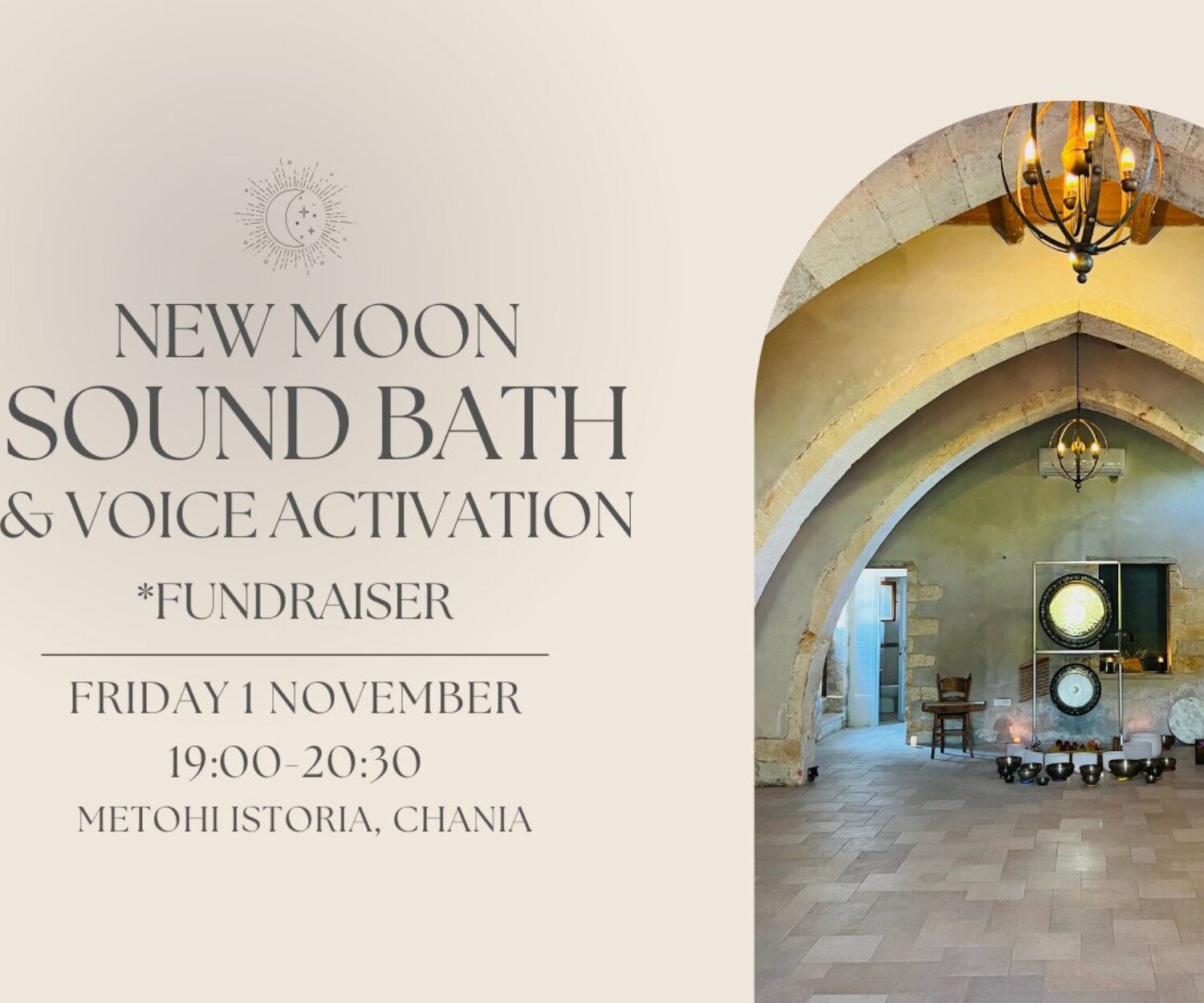 New Moon Sound Bath and Voice Alchemy at Metohi Istoria Chania
