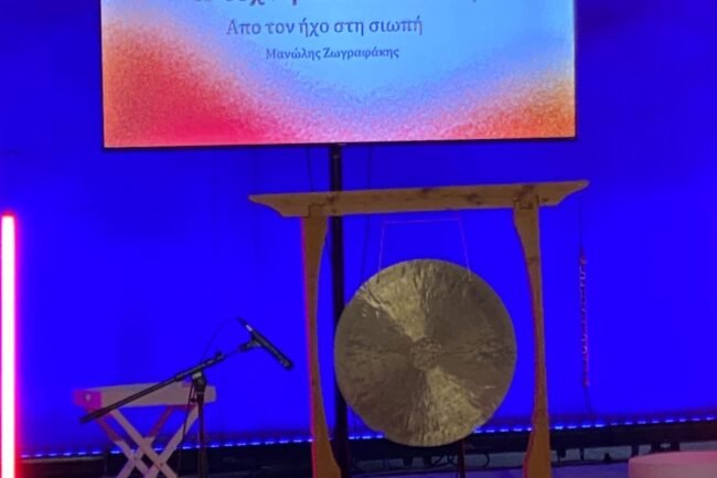 Sound Therapist Manolis Zografakis at TedxAthens - Sound healing workshop and sound bath